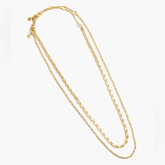 NWT MADEWELL Two-Piece Chain Necklace Set in Vintage Gold - Picture 2 of 6